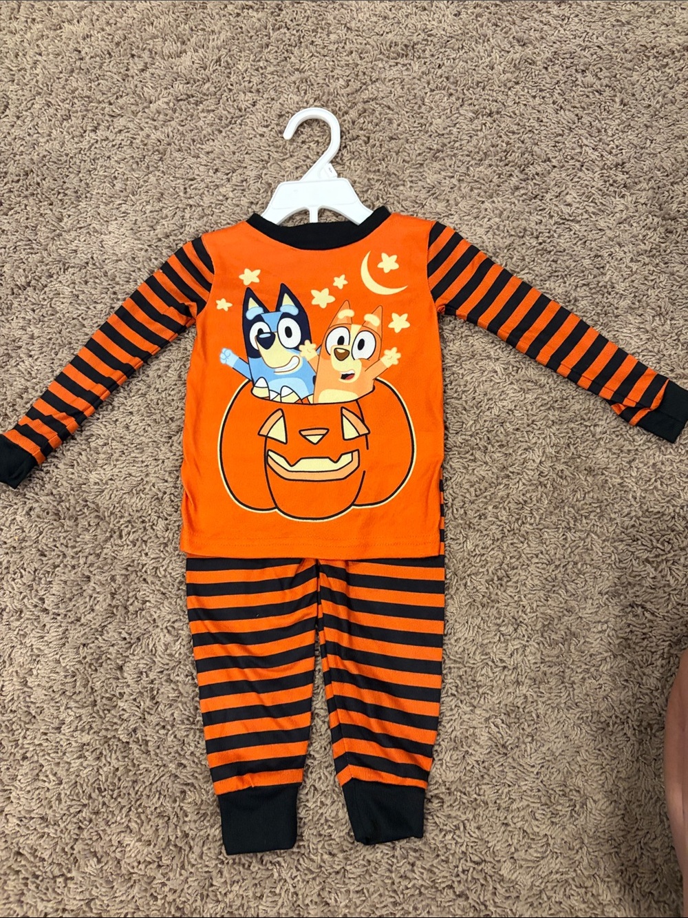 Kids Halloween Pajama Set with Orange Pumpkin & Character Graphic